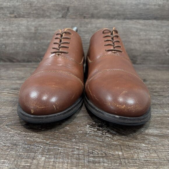 Frye Scott Cap Toe Oxford Dress Shoes Men\'s 11 D Brown Cognac Leather Lace Up main image 9